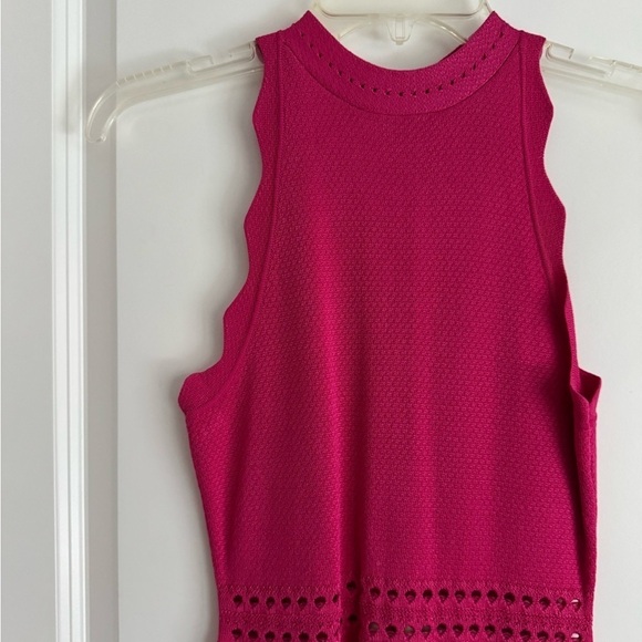 Bebe Halter Dress Bandage Bodycon Midi Zip Back Sexy Date Night Outfit Pink XS - Picture 4 of 7